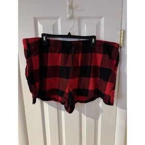 Old Navy Womens Buffalo Plaid Red/Black Flannel Sleep Shorts Sz XXL Cotton